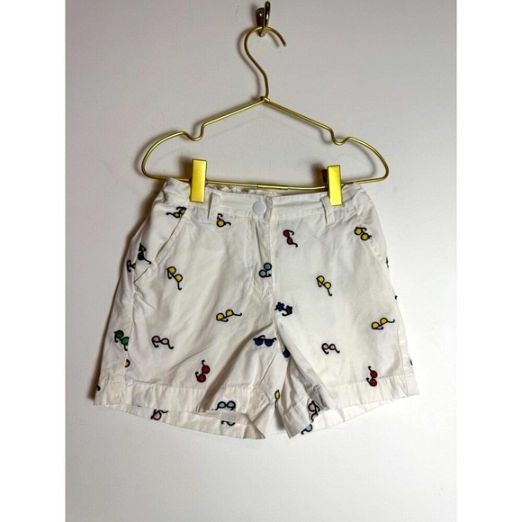 Hanna Andersson Other - Hanna Andersson White Chino Embroidered Glasses  Shorts